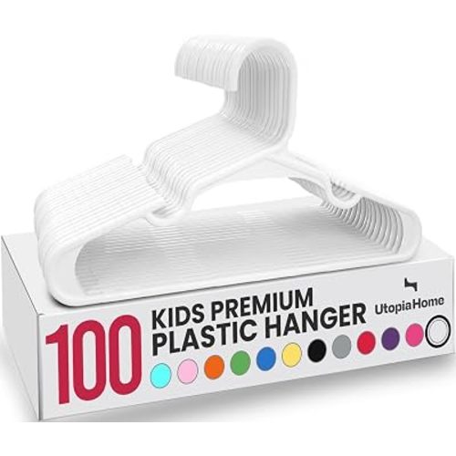 Utopia Home Kids Hangers 100 Pack – 11.5 Inch Baby Closet Hangers White