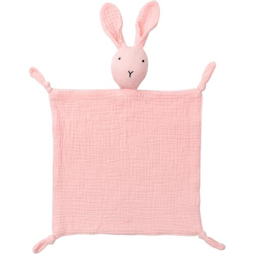Muslin Cotton Bunny Loveys Soft & Breathable Newborn Security Blanket, Perfect for Baby Boy Girl, Gender Neutral. Muslin Fabric for Comfortable Sleep & Play, Ideal for Newborns, Toddlers