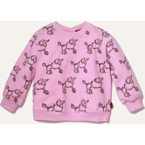 Baby Coco Poodle Print Crew Neck Drop Shoulder Sweatshirt, Pink - Mon Coeur | Maisonette