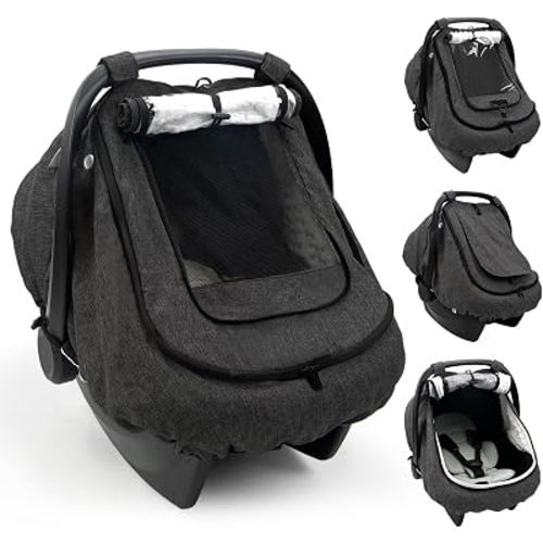 Waterproof Baby Car Seat Cover Canopy for All Weather - Black