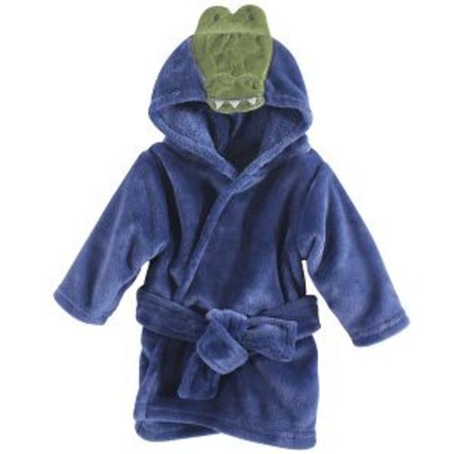 Hudson Baby Infant Boy Plush Animal Face Bathrobe, Alligator, 0-9 Months