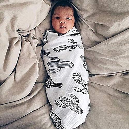 SANNIX Cactus Muslin Swaddle Blankets Cotton Baby Swaddle Wrap Floral Print Burping Cloth & Stroller Cover Baby Blanket