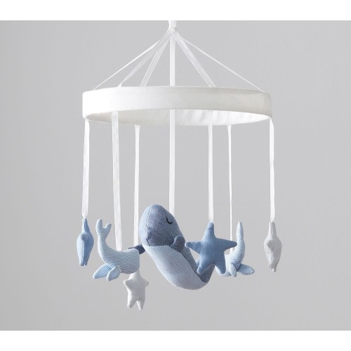 Pottery Barn Kids Jack Nautical Musical Baby Crib Mobile Blue Whale #9085U