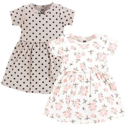 Hudson Baby Girls Cotton Dresses, Neutral Pink Floral, 12-18 Months