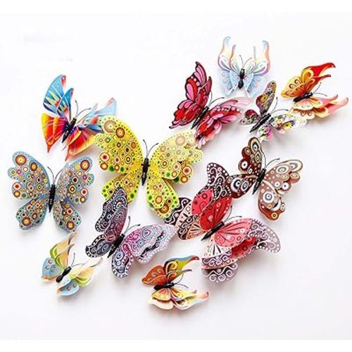 Butterfly Wall Decor 24/48 PCS, 3D Butterflies Stickers for Party Decorations with Magnets (Circl, 24)