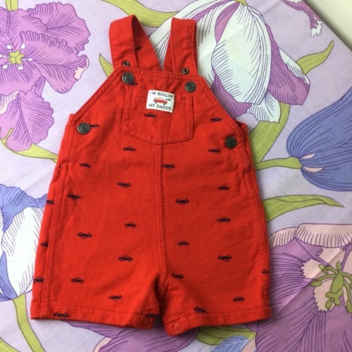 NWOT Carter’s Baby I’m Rolling with my Daddy Cars print Red Overalls Unisex