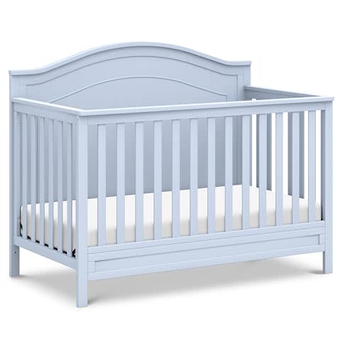 DaVinci Charlie 4-in-1 Baby Crib Convertible to Toddler Bed, Daybed, Full-Size Bed - Easy to Assemble - GREENGUARD Gold Certified - 4 Adjustable Heights, Conversion Kit Sold Separately - Powder Blue