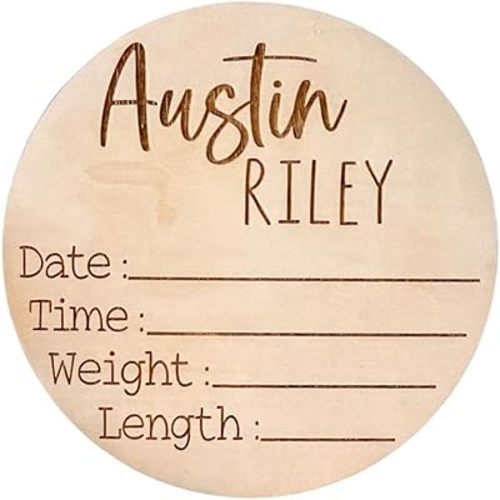 Personalized Newborn Announcement Sign for Hospital - Single Sided - Wooden Birth Announcement Sign - Name Baby Announcement Sign Customized Gender Neutral (Single Sided Name and Blank Stats)