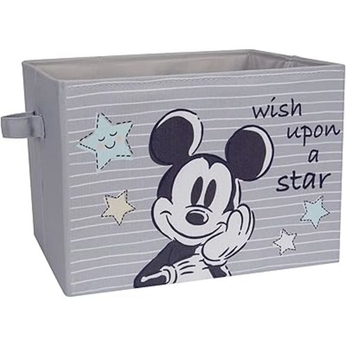 Lambs & Ivy Disney Mickey Mouse Gray Foldable Storage Basket/Container/Bin