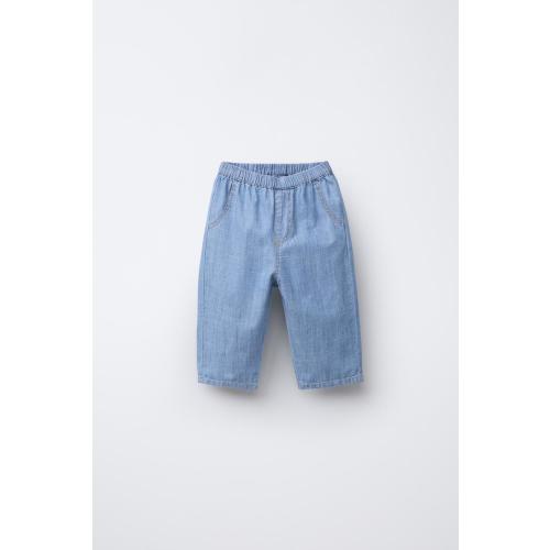 FLOWY FAUX DENIM PANTS - Mid-blue | ZARA United States
