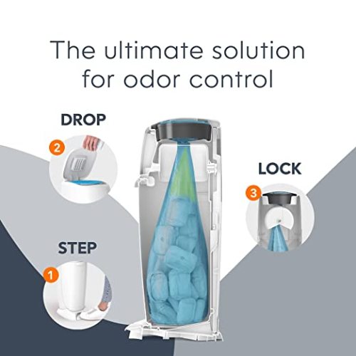 Diaper Genie Complete Diaper Pail (White) with Antimicrobial Odor Control | Includes 1 Diaper Trash Can, 1 Refill Bags, 1 Carbon Filter, Packaging may vary - Pail + 1 Refill