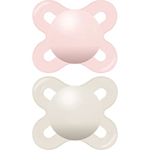 MAM Original Start Matte Newborn Baby Pacifier, Best Pacifier for Breastfed Babies, Sterilizer Case, Girl, 0-3 Months (Pack of 2)