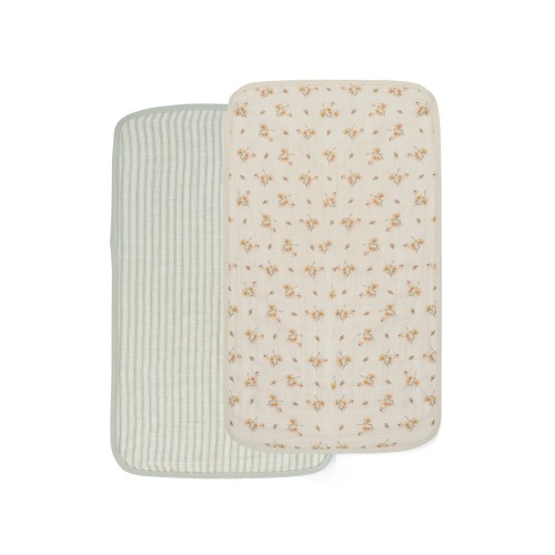 Oilo 2-Pack Organic Cotton Muslin Burp Cloths, Eggshell/ Sea