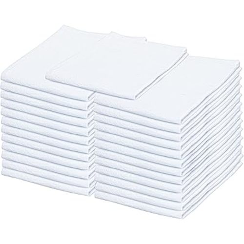Dish Cloths Cotton| Kitchen Wash Cloth | Shop Towels Absorbent and Lint Free Flour Sack| Dishcloths for Kitchen Washing Dishes| Thick Absorbent Quick Dry Dish Rags | 25 Pack 13"x13" White
