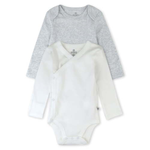 Honest Baby Clothing Organic Cotton Boy/Girl Long Sleeve Bodysuits, Preemie to 12M, 2-Pack