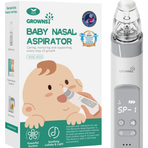 GROWNSY Nasal Aspirator for Baby, Electric Nose Aspirator for Toddler, Baby Nose Sucker, Automatic Nose Cleaner with 3 Silicone Tips, Adjustable Suction Level, Music and Light Soothing Function (Gray) : Amazon.com.au: Baby
