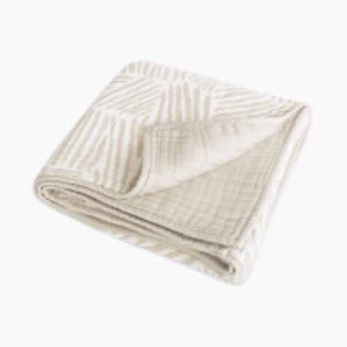 babyletto Quilt in 3-Layer GOTS Certified Organic Muslin Cotton - Oat Stripe