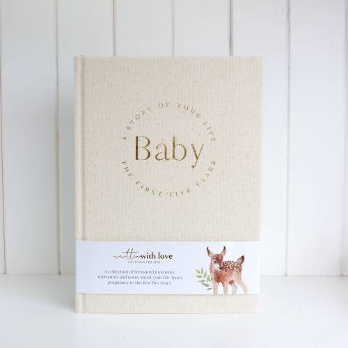 Baby Book | Linen Baby Record Book | Baby Journal | Oatmeal Baby Book | Pregnancy to Five Years