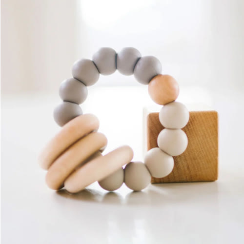 Silicone + Wood Teether Ring