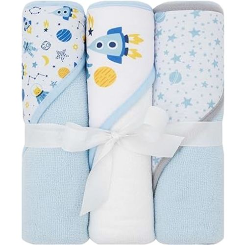 Hooded Baby Towels, Baby Bath Towels, Baby Towels with Hood, Hooded Baby Towel, Toddler Towels, Baby Hooded Towel, 30" x 26", 3PK (Moon Bear)