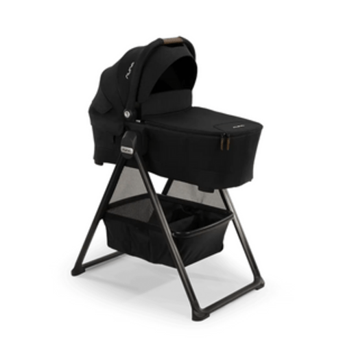 Nuna SWIV™ & TRIV™ Series Bassinet + Stand - Caviar | Traveling Tikes