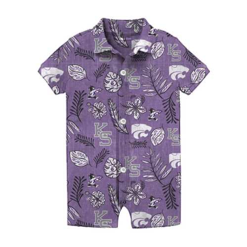 Wes and Willy K-State Wildcats Baby PURPLE Vintage Floral Polo Romper - 42150986