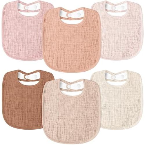 Susurration Muslin Baby Drool Bibs 6Pack Soft Square Adjustable Baby Bandana Bibs for Unisex Girls & Boys