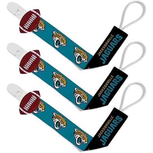 BabyFanatic Officially Licensed Unisex Baby Pacifier Clip 3-Pack NFL Jacksonville Jaguars