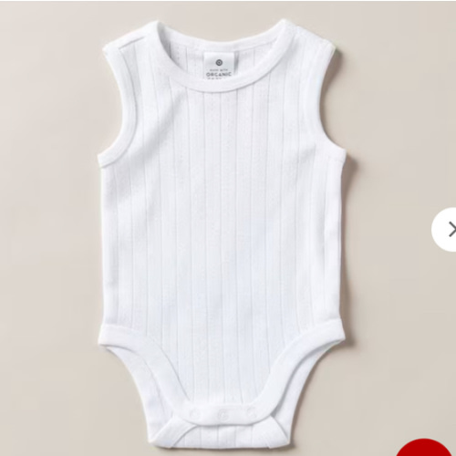 Baby Organic Cotton Pointelle Sleeveless Bodysuit - White