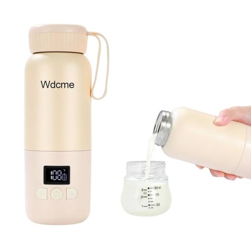 Portable Bottle Warmer for Travel, 11 Ounces Portable Baby Milk Warmer with Fast Heating & Long Battery Life, Adjustable Temp & Keep Warm for Water and Milk, Meets One-Day Feeding Needs (Pink)
