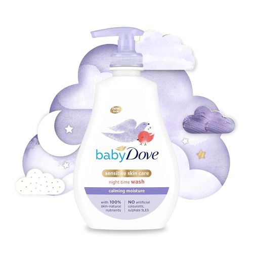 Baby Dove Calming Moisture Sensitive Skin Night Time Wash, 3 Pack Hypoallergenic and Tear-Free Bath Wash, Scented, Suitable for Newborns, 400 ml (3x 13.52 oz)