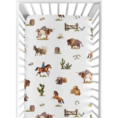 Sweet Jojo Designs Boy Baby Fitted Crib Sheet Country Western Taupe Brown and Cream