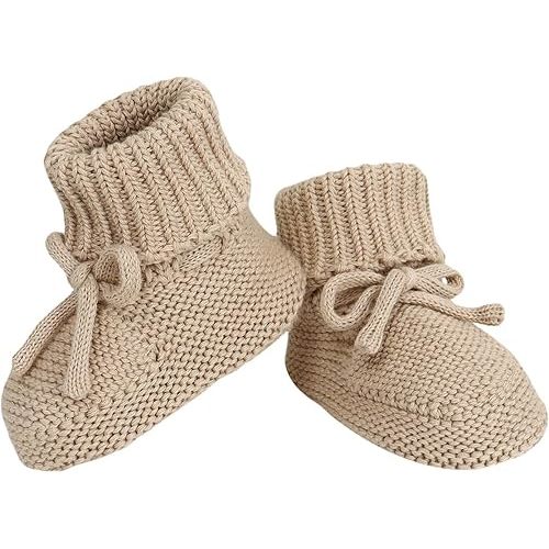 Hadetoto Baby Booties Newborn First Walkers Cozy Shoes Warm Knit Soft Booties for Toddler Infant Boy Girl