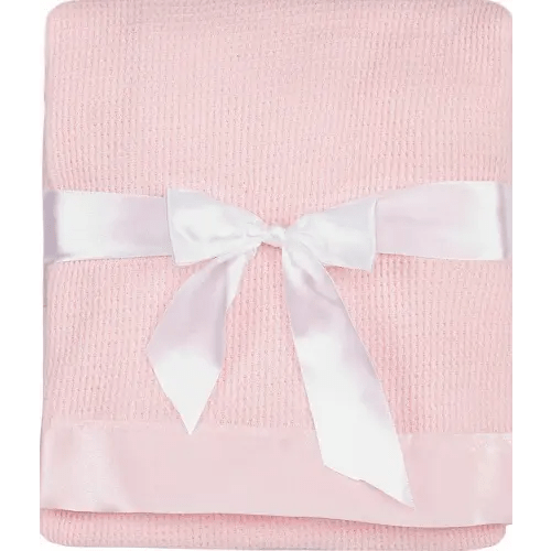 Thermal Waffle Weave Baby Blanket with Satin Nylon Trim (pink)