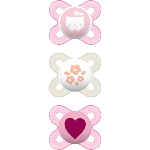 MAM Start Newborn Pacifiers Value Pack, Newborn Baby Girl Pacifiers, Best Pacifier for Breastfed Babies, 3 Count (Pack of 1)