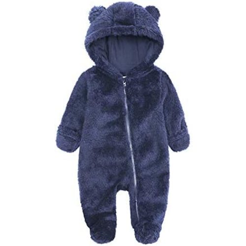 Newborn Baby Jumpsuit Hooded Fleece Rompers Long Sleeve Onesies Outwear Outfits