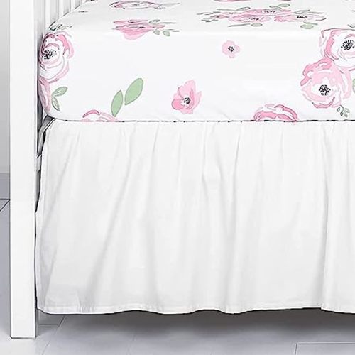 TILLYOU Crib Bed Skirt Dust Ruffle Off White, 100% Natural Cotton, Nursery Crib Bedding Accessory Toddler Bedskirt for Baby Boys Girls, 14" Drop, Off White