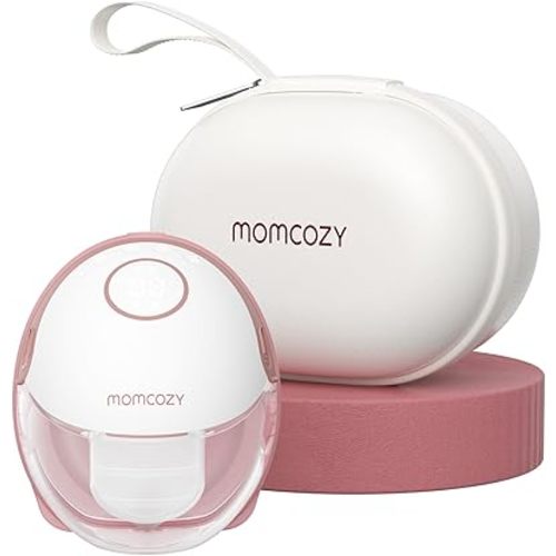 Momcozy Breast Pump Hands Free Mobile Style | M6, Wearable Breastfeeding Pump Ideal Rhythm for More Milk, DoubleFit Flange More Fit & Discreet with 3 Modes & 9 Levels, 24mm (Cozy Red, 1 Count)