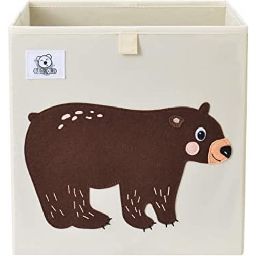 Foldable Animal Cube Storage Bins Fabric, 13 inch (Bear)