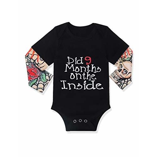 Fommy Baby Boy Clothes, Baby Clothes Letter Print Romper Tattoo Sleeves Bodysuit for Boy