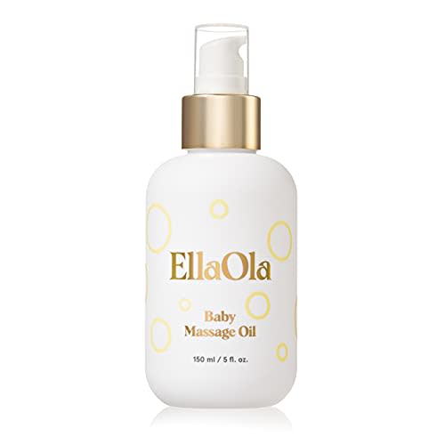 ELLAOLA Organic Moisturizing Baby Massage Oil - Non Greasy Formula Made With Natural Jojoba, Sunflower, and Argan Oil to Hydrate Skin and Protect Against Cradle Cap | 5 fl. oz.