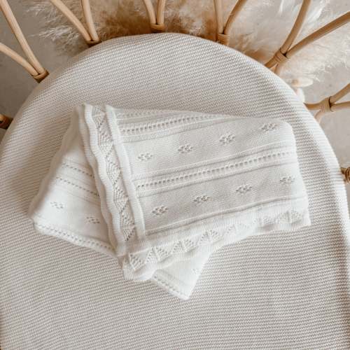 Margot Heirloom Knit Blanket - Milk- PRE ORDER - Est. Dispatch Mid-Jun – Blossom and Pear
