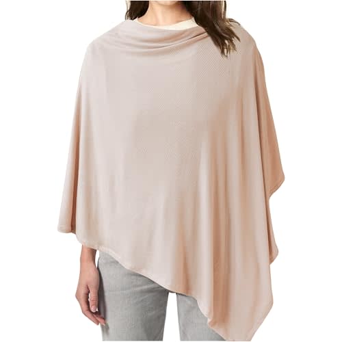 Konssy Knit Nursing Cover for Breastfeeding, 360 Full Privacy Breathable Breastfeeding Cover, Multi-use Carseat Canopy(Beige)