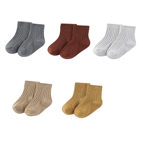 MAMIMAKA Unisex Baby Socks Breathable Soft Cotton Ankle Socks for Baby Boy and Girl, 5 Pack