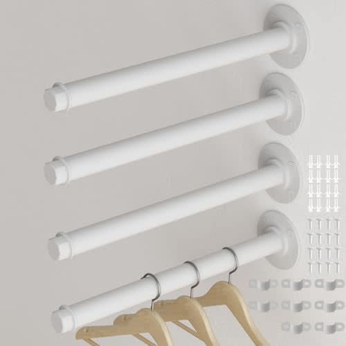 4 Pcs Industrial Pipe Clothes Bars 12 inch, Industrial Pipe Clothing Racks, Gold Closet Rods for Hanging Clothes, Gold Clothing Racks for Home Boutique Retail