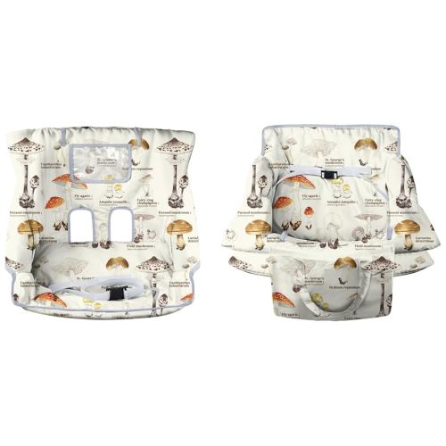 Shopping Cart Cover for Baby High Chair Cover Grocery Cart Cover for Baby Girl Boy Toddler Mushroom Encyclopedia Portable Shopping Cart Cover with Safety Harness