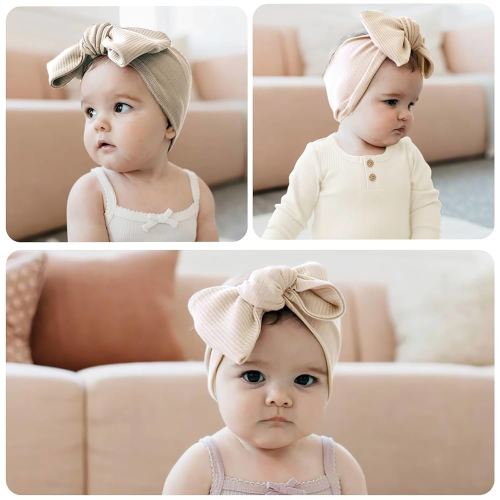 CÉLLOT 8 Colors Super Stretchy Soft Knot Baby Girl Headbands with Hair Bows Nylon Head Wrap For Newborn Baby Girls Infants Toddlers Kids