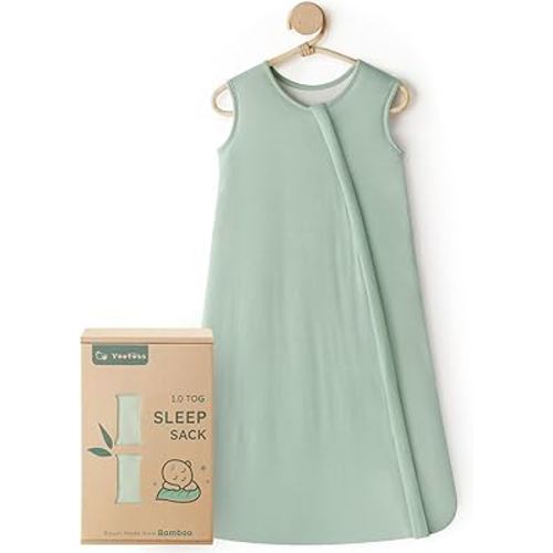 Yoofoss Rayon Made from Bamboo Baby Sleep Sack 6-12 Months 1.0 Tog Baby Wearable Blanket, Super Soft Infant Toddler Sleeping Sack 2-Way Zipper