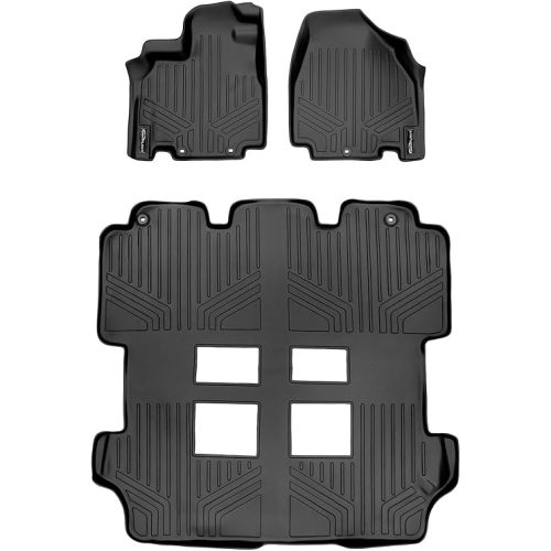MAXLINER Custom Fit Floor Mats 3 Row Liner Set Black Compatible with 2011-2017 Honda Odyssey - All Models