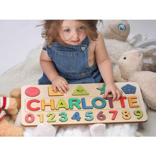 Wooden Name Puzzle | Gift for Kids | Name Puzzles for Toddlers | Montessori Baby Toys | First Birthday Gift | Baby Shower Gift